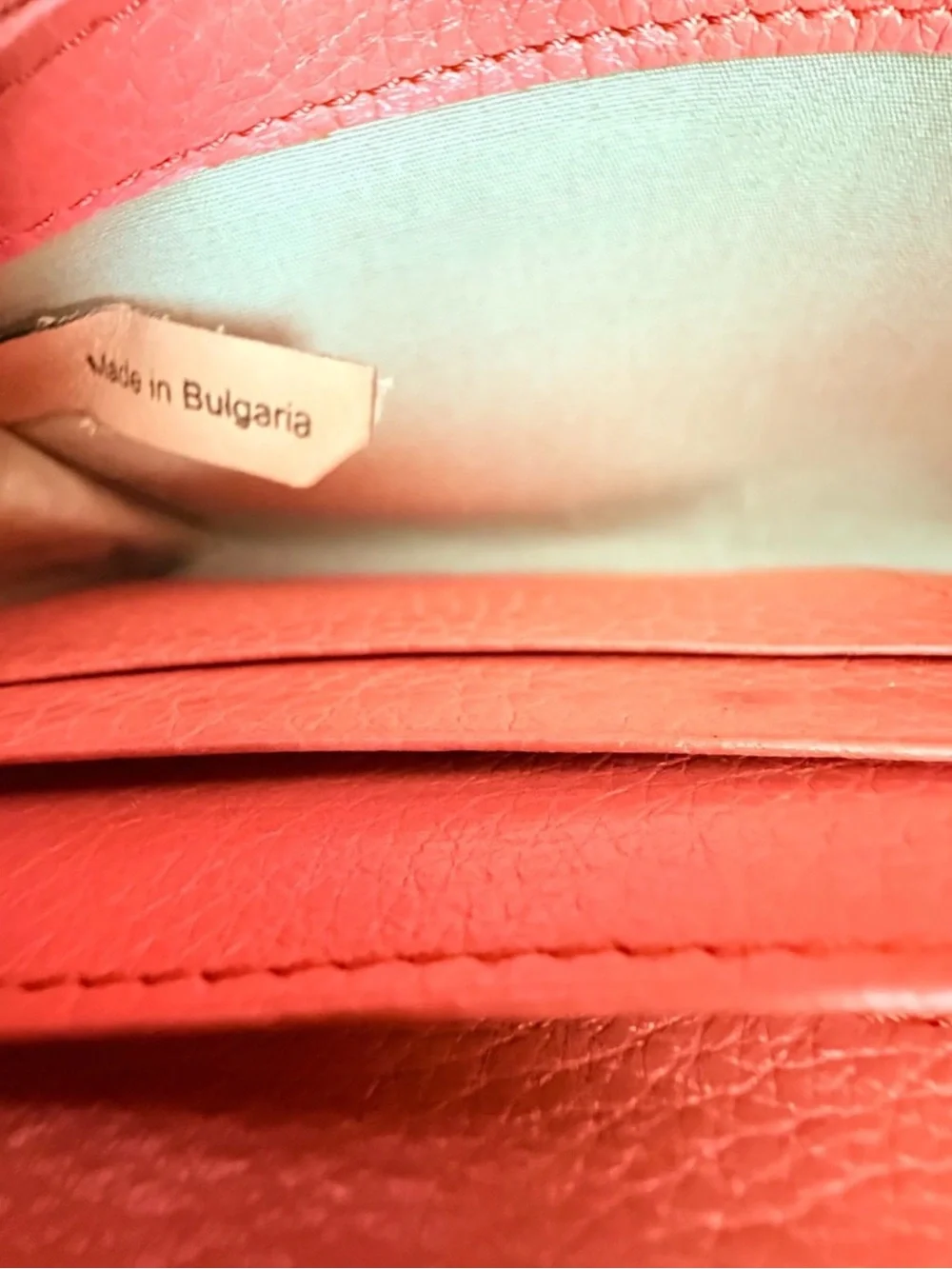 Chloe Coral Pink Leather Zip Clutch Wallet with Silver Bow Accent EUC